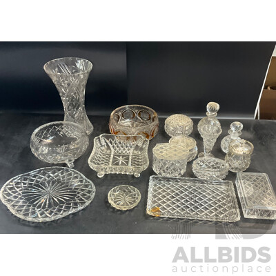 Large Vintage Collection of Various Crystalware and Glassware Included Julia, Bohem Hand Lead Cut Crystal