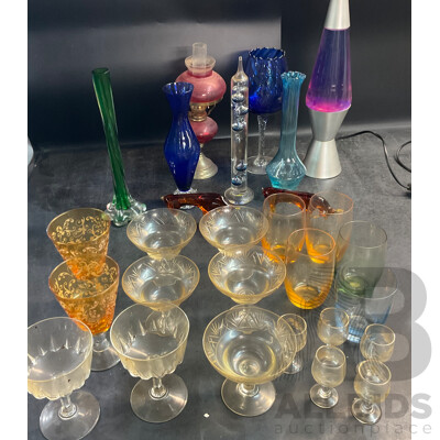 Vintage Collection of Assorted Colour Glassware, Decoration
