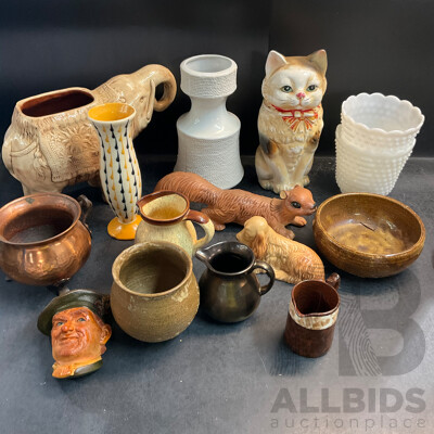 Assorted House Decorative Pots & Jugs and Animal Figurines