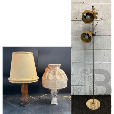 Vintage Table Lamps & Floor Lamp - Lot of 3