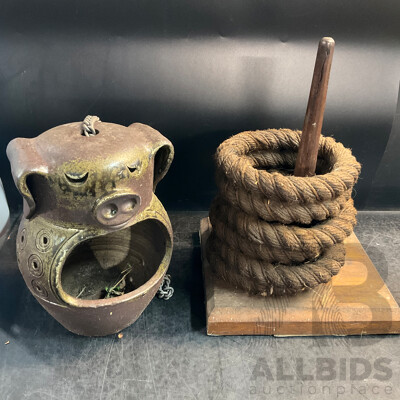 Vintage Quoits Set & Outdoor Piggy Lantern Candle Holder