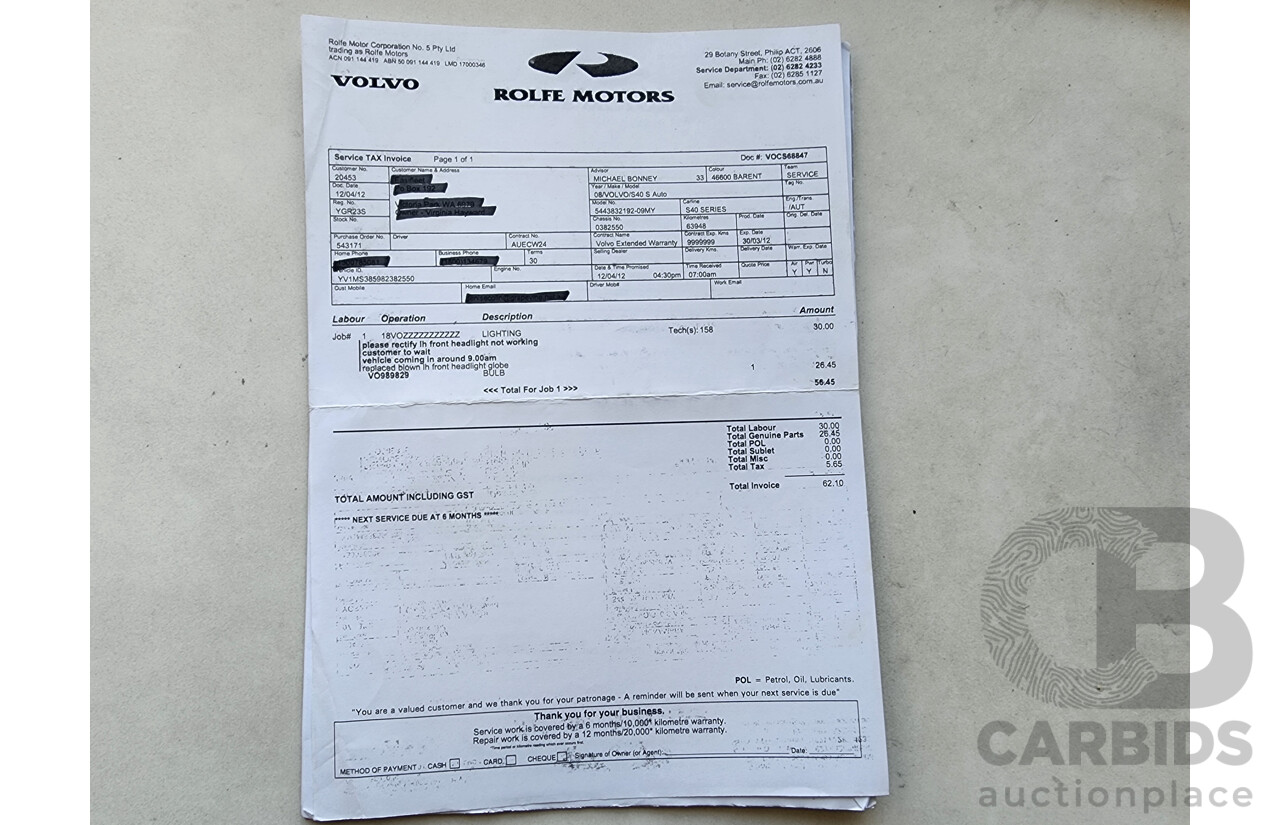 1/2008 Volvo S40 2.4 S MY08 4d Sedan Blue 2.4L