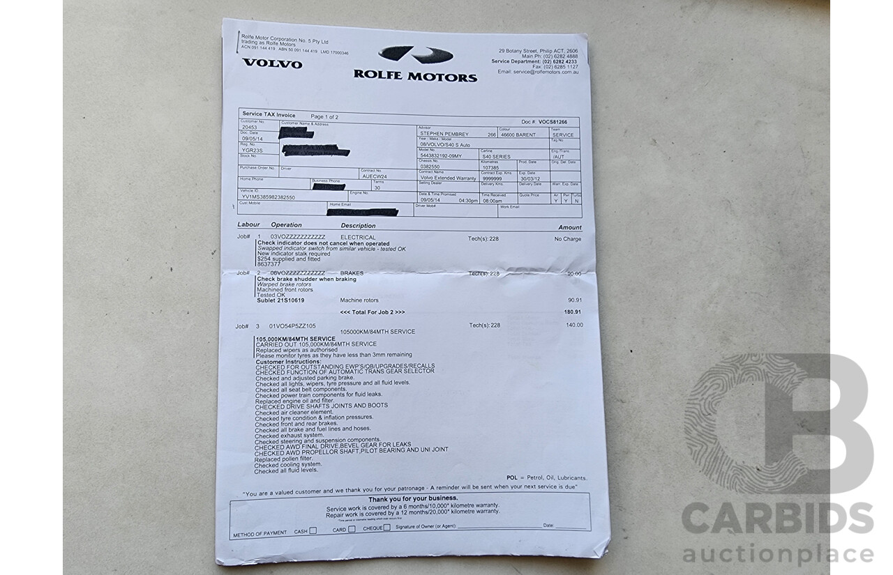1/2008 Volvo S40 2.4 S MY08 4d Sedan Blue 2.4L