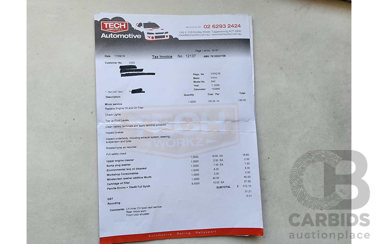 1/2008 Volvo S40 2.4 S MY08 4d Sedan Blue 2.4L