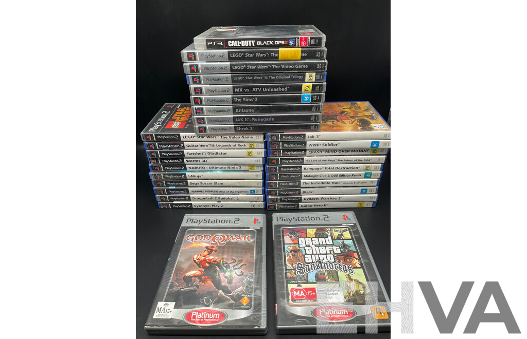 Collection PlayStation 2 Games, One PS3 - Including God of War, LEGO Star Wars, Dynasty Warriors and More - Lot of 31