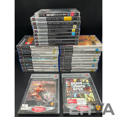Collection PlayStation 2 Games, One PS3 - Including God of War, LEGO Star Wars, Dynasty Warriors and More - Lot of 31