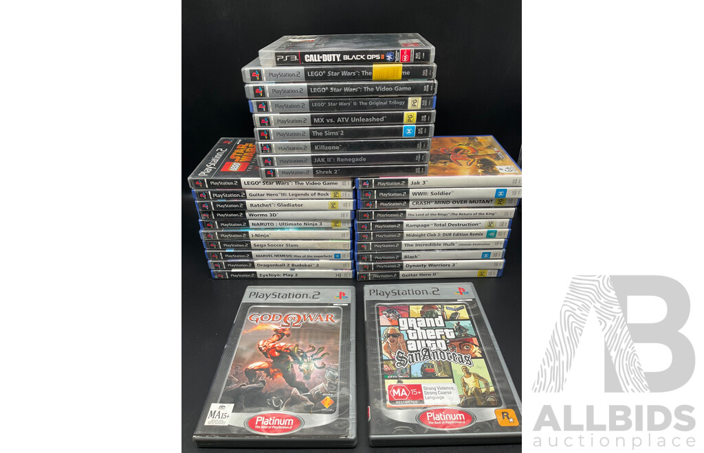 Collection PlayStation 2 Games, One PS3 - Including God of War, LEGO Star Wars, Dynasty Warriors and More - Lot of 31