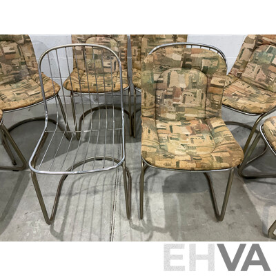 Set of Eight Italian Gastone Rinaldi Style Chrome Wire Cantilevered Dining Chairs (87 X 65 X 46cm) - Lot of 8