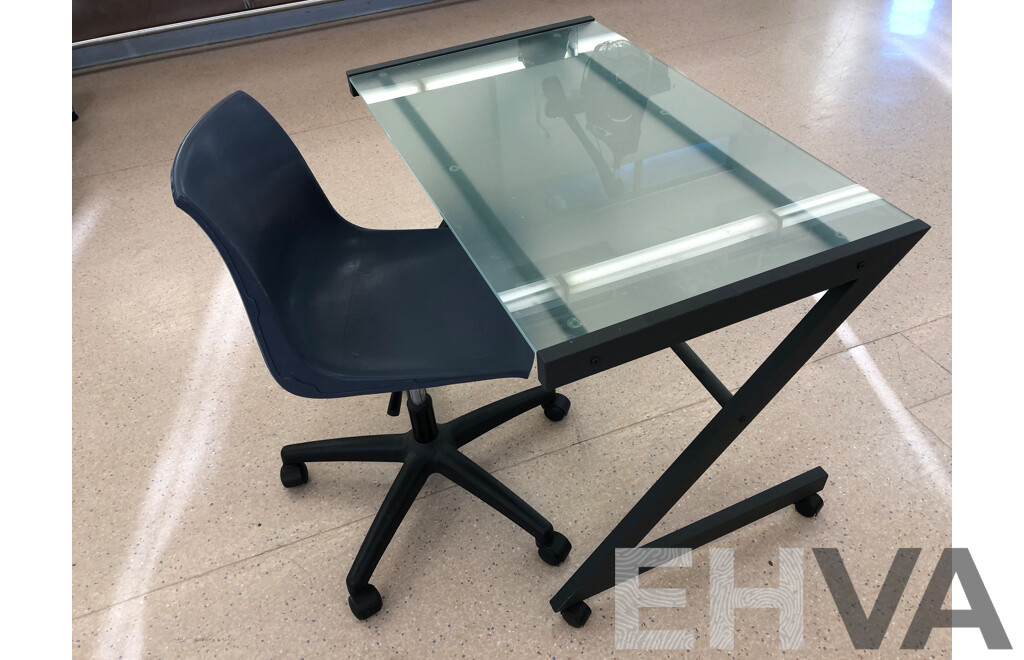 Glass Top Desk with Gaslift Chair