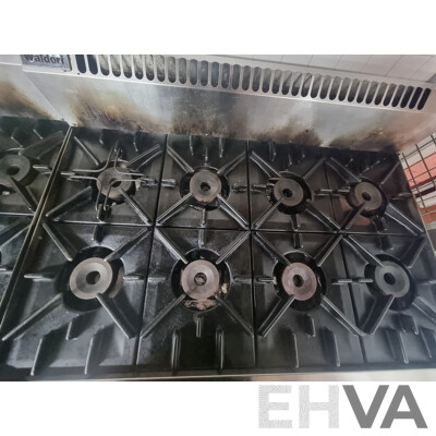 Waldorf by Moffat 8 Burner Gas Cook Top with Under Bench Fan Forced Electric Oven Combo