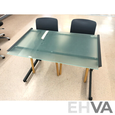 Glass Top Desk with Two Chairs