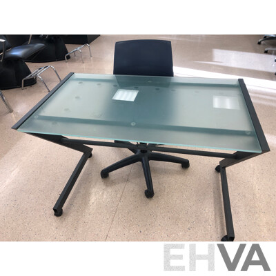 Glass Top Desk with Gaslift Chair