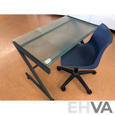Glass Top Desk with Gaslift Chair