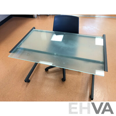 Glass Top Desk with Gaslift Chair