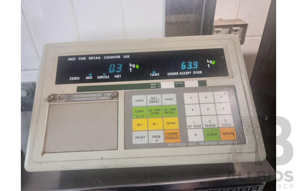 Bizerba Commercial Wall Mounted Butchers Scales with Hook and Built in Bench