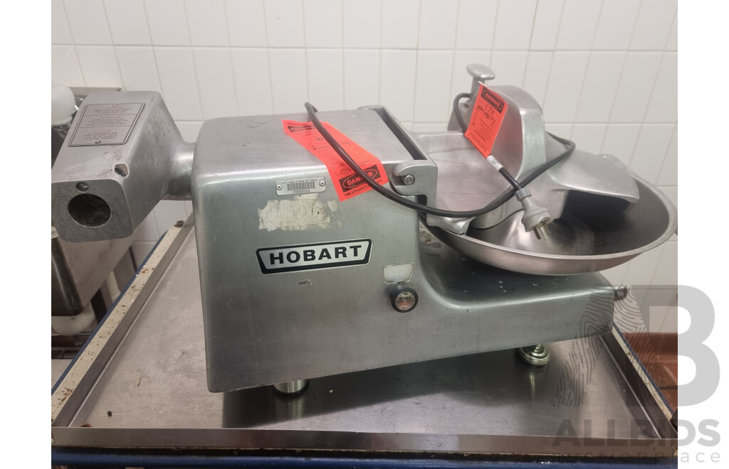 Hobart Commercial Meat Mincer with 4 Wheeled Service Trolley