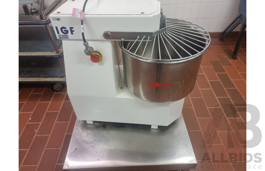 I.G.F Italstampi Commercial Dough Mixer on 4 Wheeled Dolly