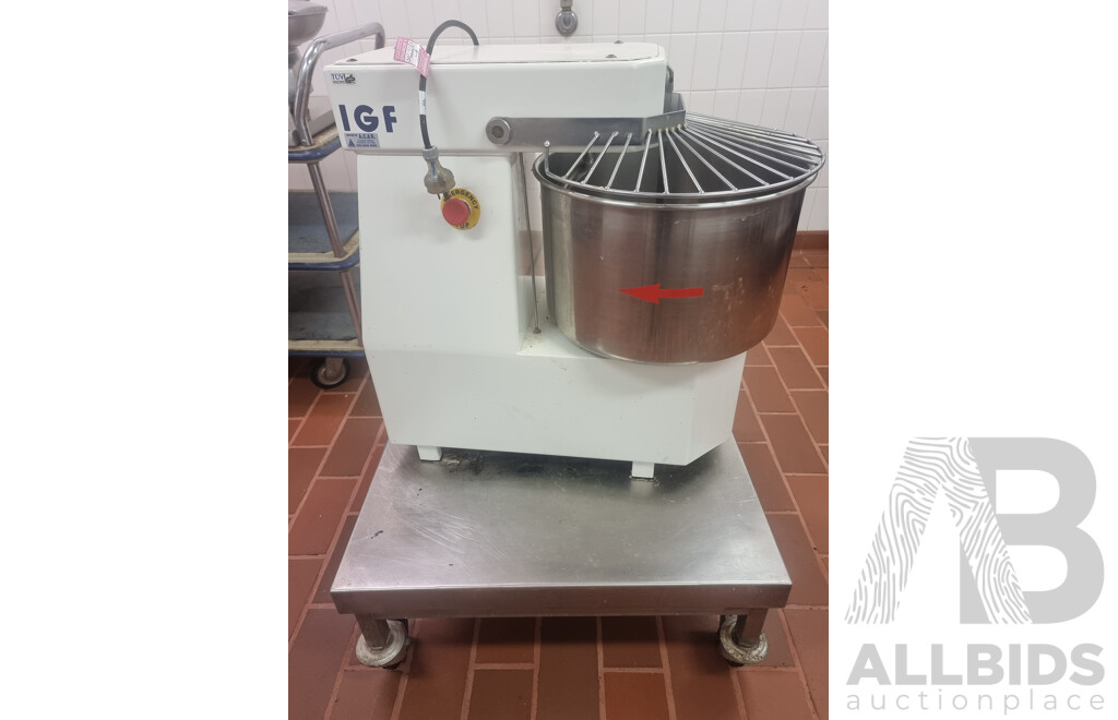 I.G.F Italstampi Commercial Dough Mixer on 4 Wheeled Dolly