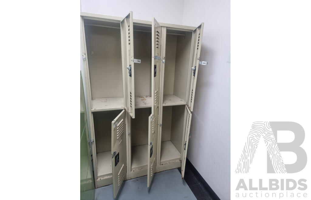 6 Lockers & Brown Built 4 Drawer Filing Cabinet ETC