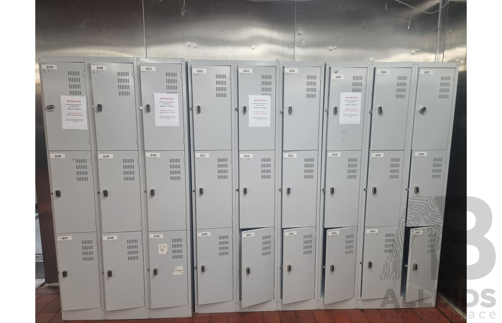 5 Bays of 9 Brown Built Lockers ETC