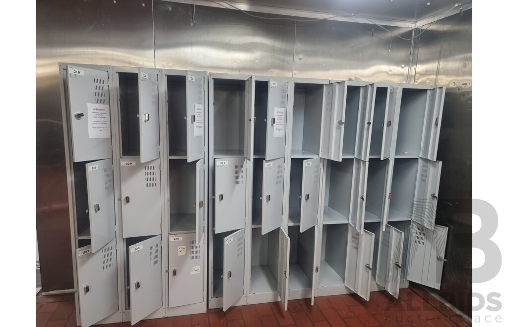 5 Bays of 9 Brown Built Lockers ETC