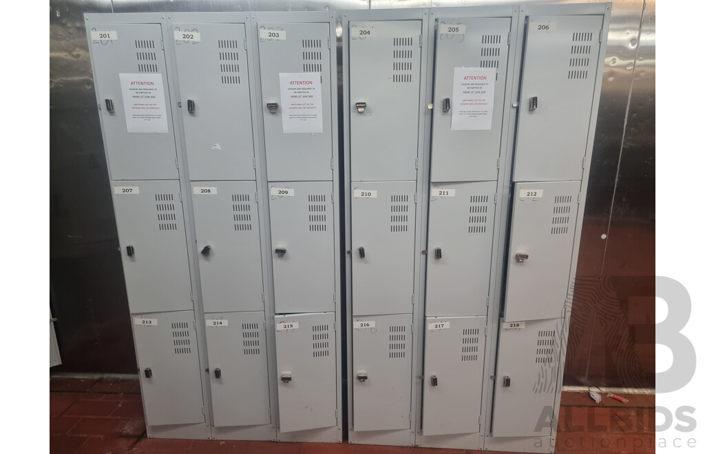 5 Bays of 9 Brown Built Lockers ETC