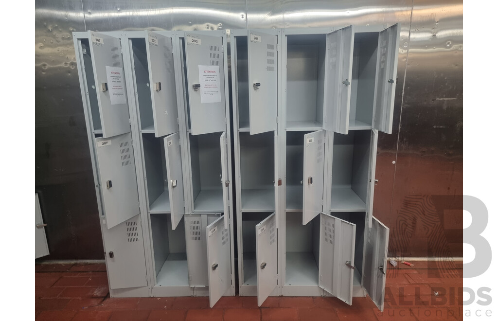 5 Bays of 9 Brown Built Lockers ETC