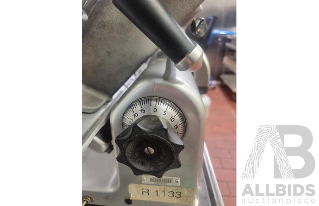 Hobart Commercial Meat Slicer with 4 Wheeled Stainless Steel Service Trolley