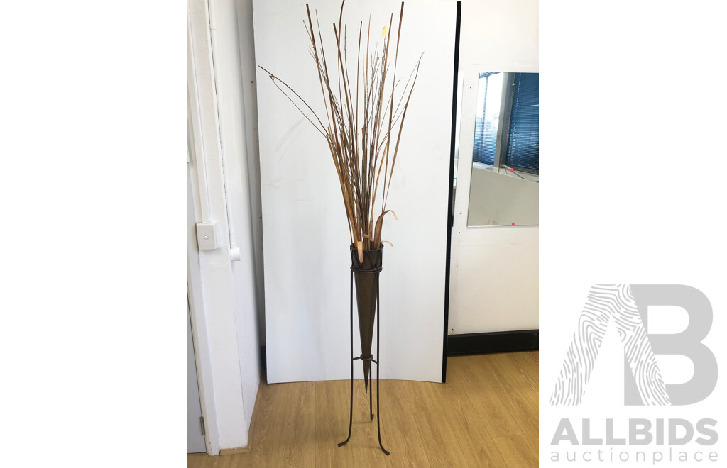 Copper Vase with Metal Stand