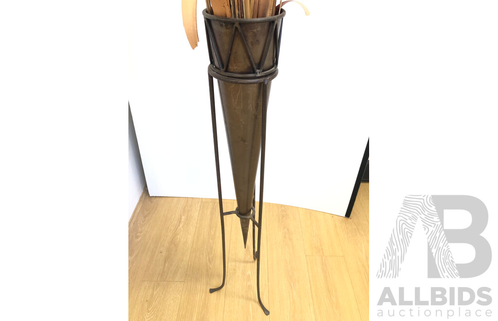 Copper Vase with Metal Stand
