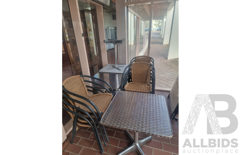 Stainless Steel Cafe Tables & Cane Cafe Chairs