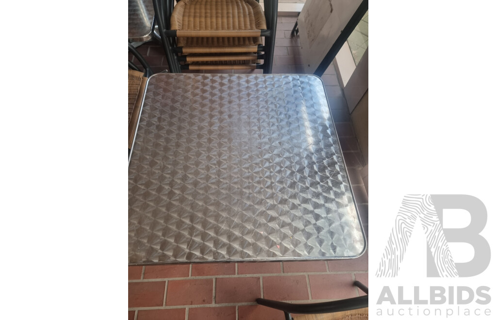 Stainless Steel Cafe Tables & Cane Cafe Chairs
