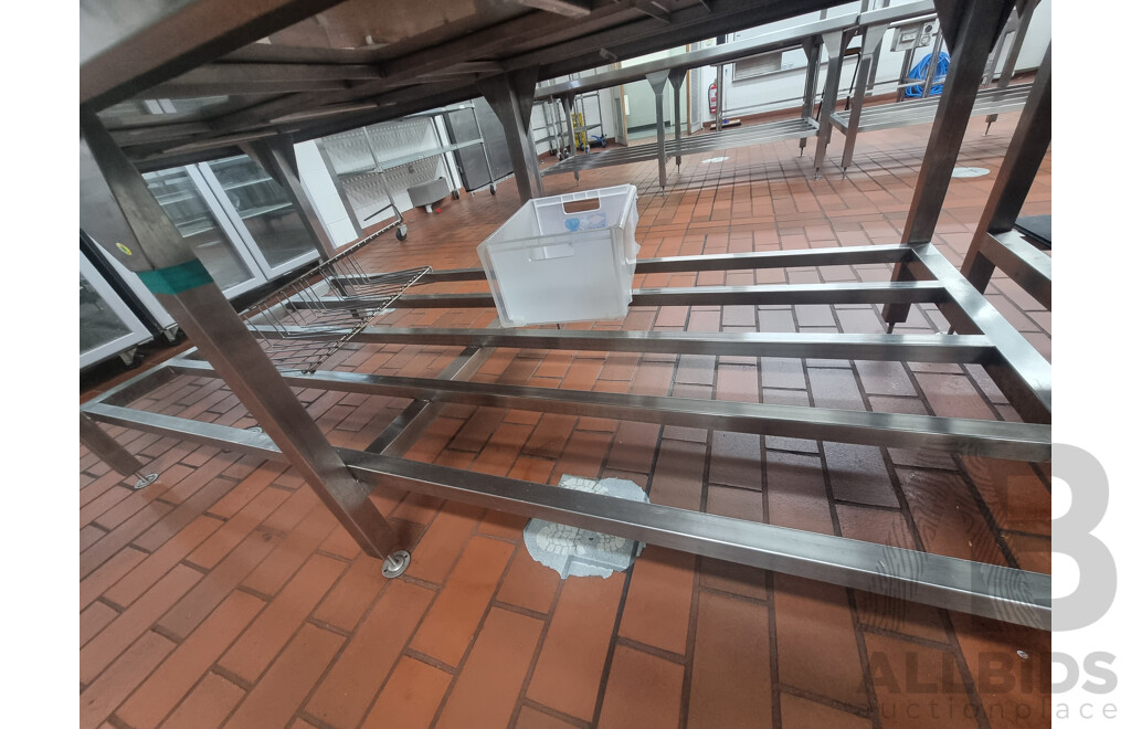 2 Stainless Steel Workbench with Under Shelf Storage Including Miscellaneous Cooking Equipment ETC