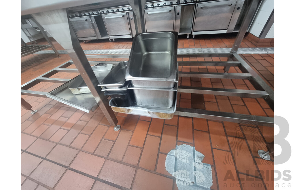 2 Stainless Steel Workbench with Under Shelf Storage Including Miscellaneous Cooking Equipment ETC