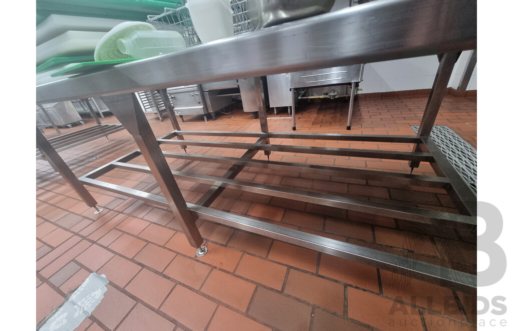 2 Stainless Steel Workbench with Under Shelf Storage Including Miscellaneous Cooking Equipment ETC