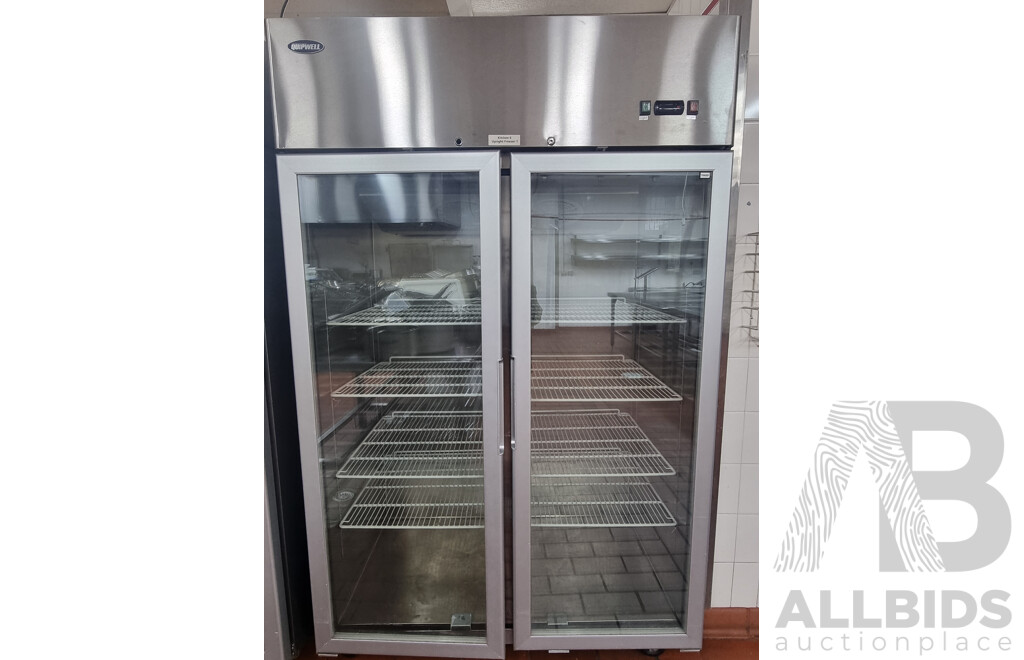 Quipwell Commercial 2 Door 1300L Glass Door Fridge