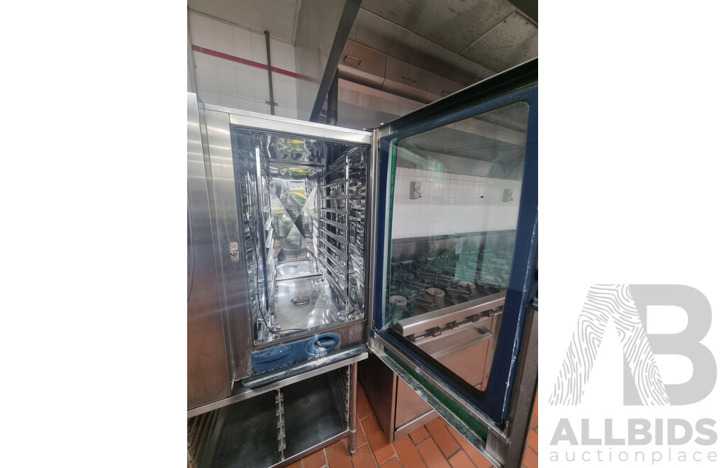 Rational SCC101 Combi Oven with 12 Slot Cooling Rack Stand