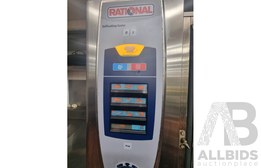 Rational SCC101 Combi Oven with 12 Slot Cooling Rack Stand