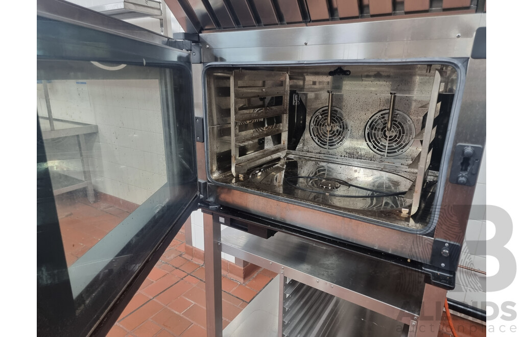 Unox Baker Top Commercial Smart Oven on Cooling Rack Stand