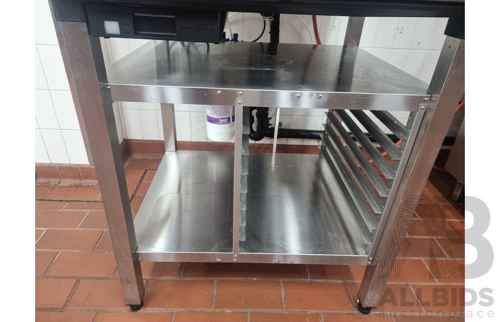 Unox Baker Top Commercial Smart Oven on Cooling Rack Stand