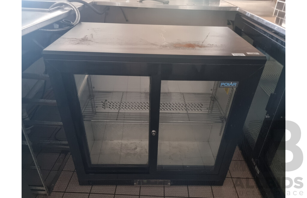 Polar Commercial 2 Sliding Door Under Bench Bar Fridge