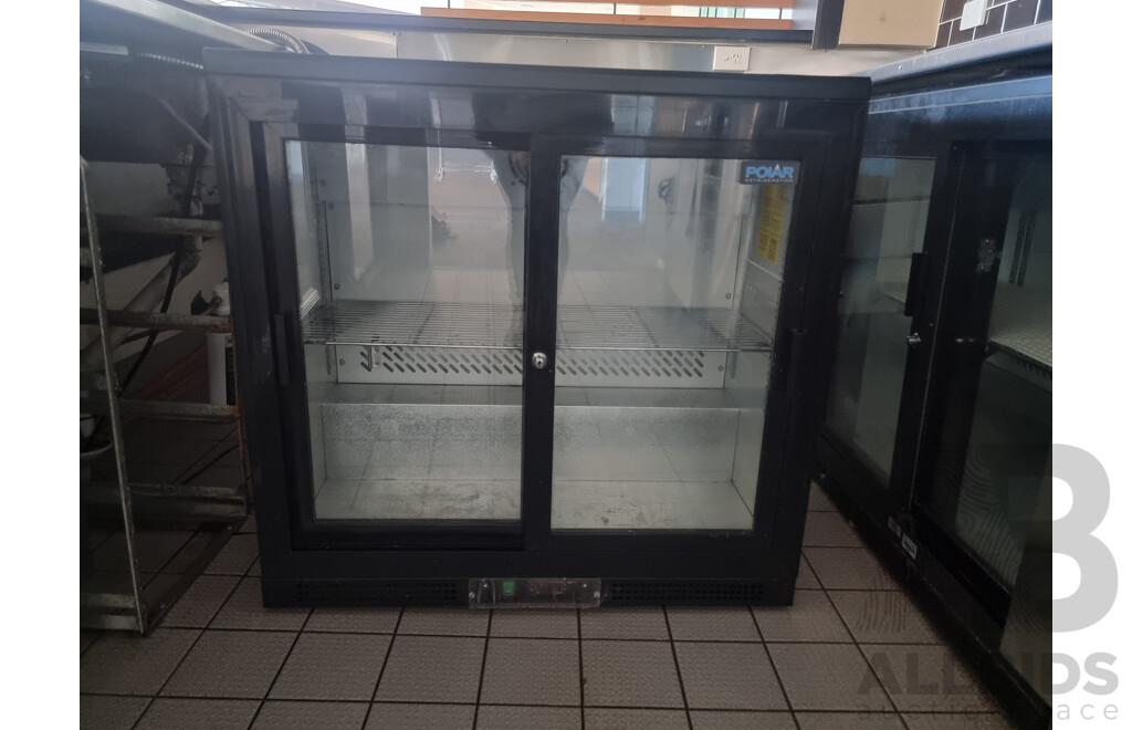 Polar Commercial 2 Sliding Door Under Bench Bar Fridge