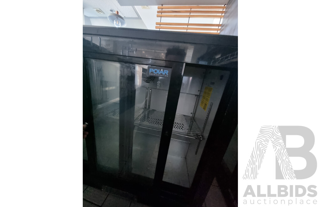 Polar Commercial 2 Sliding Door Under Bench Bar Fridge