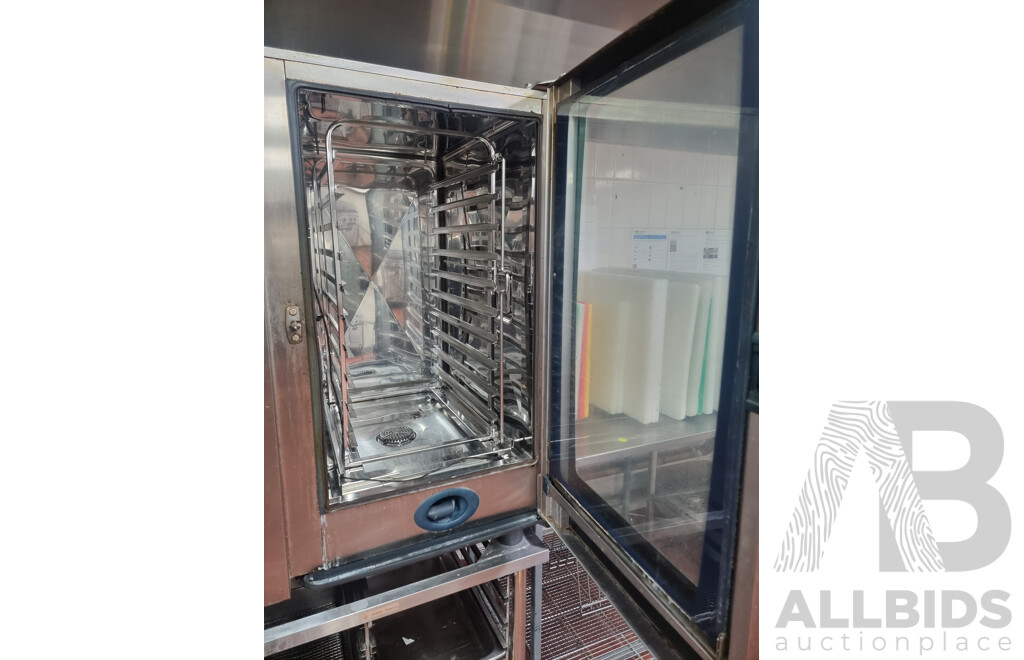 Rational SCC101 Combi Oven with 12 Slot Cooling Rack Stand