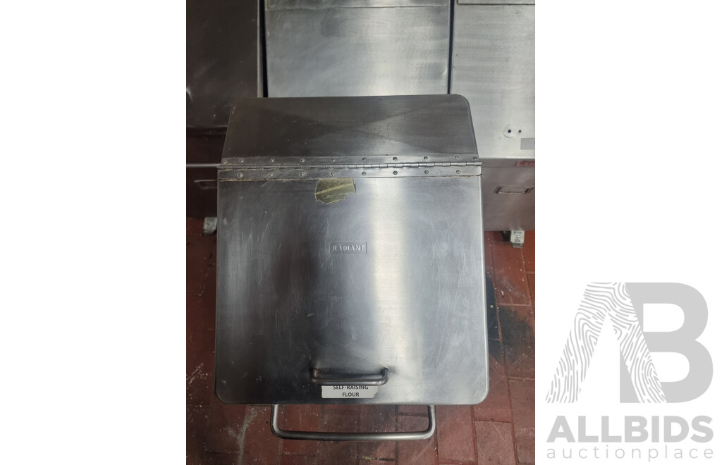 7 Stainless Steel Flour Bins on Wheels
