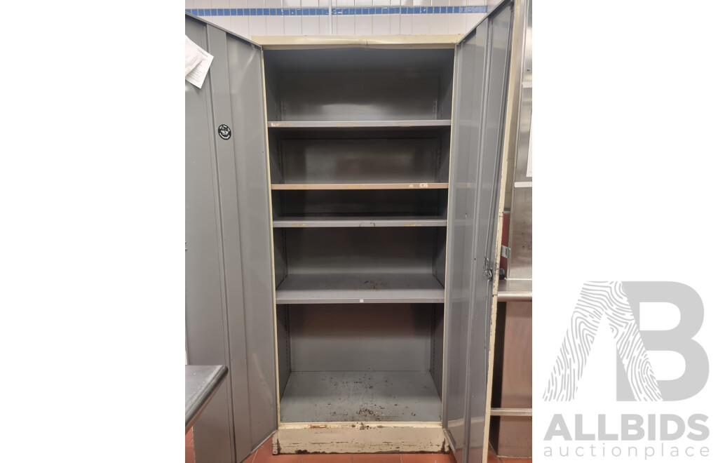 Metal 2 Door Cabinet Locker with 5 Shelves