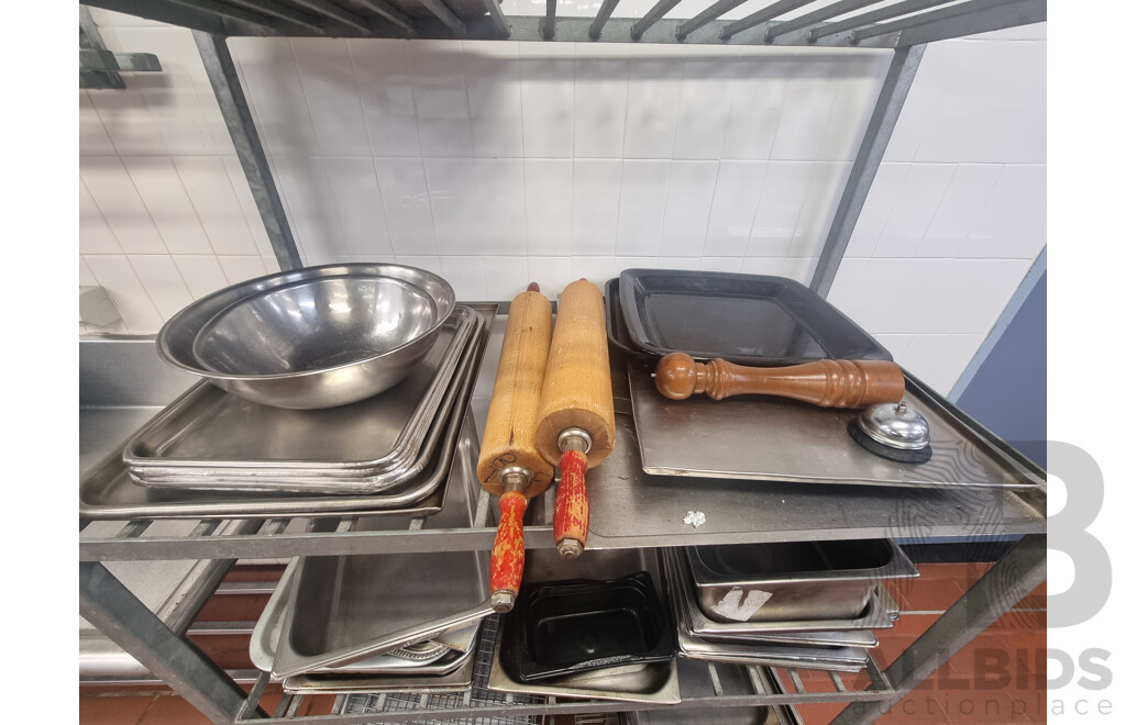Kitchen Racking Trolley & Contents ETC