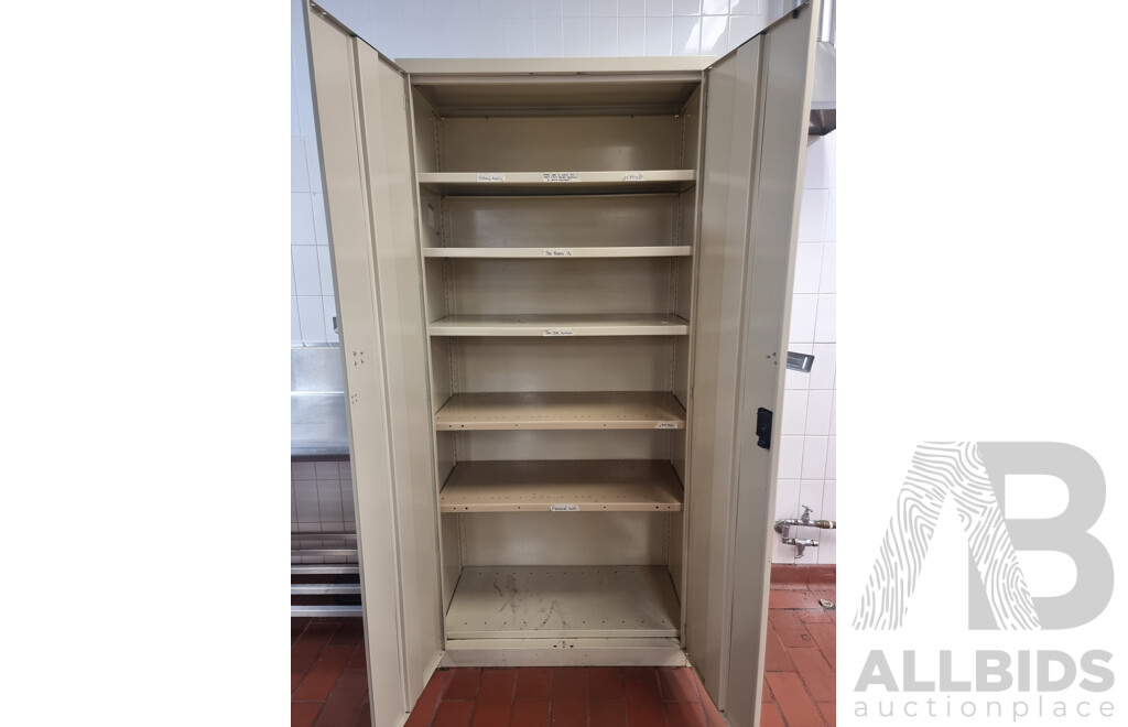 Metal 2 Door Cabinet Locker with 5 Shelves