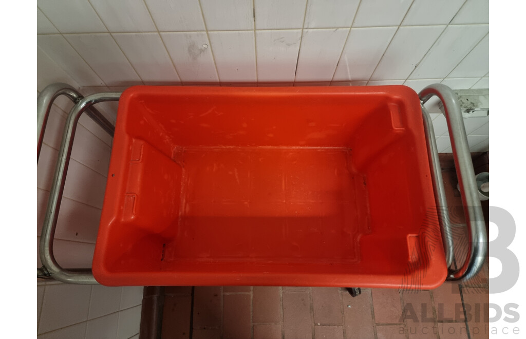 Stainless Steel Scullery Trolley with Plastic Tub to Suit