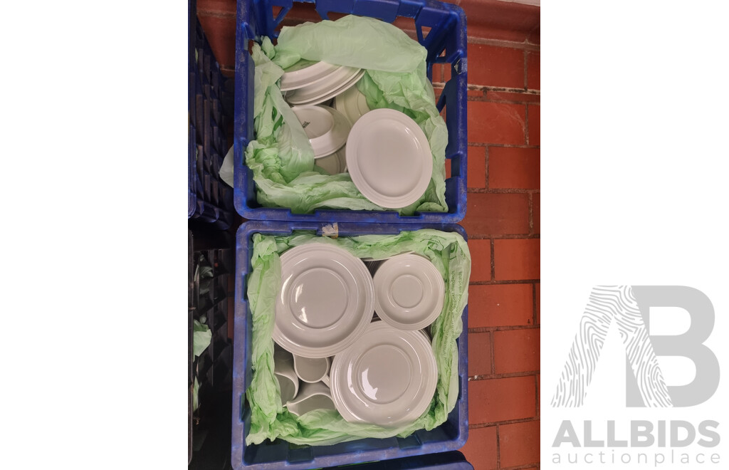 Job Lot of 6 Milk Crates of Crockery ETC